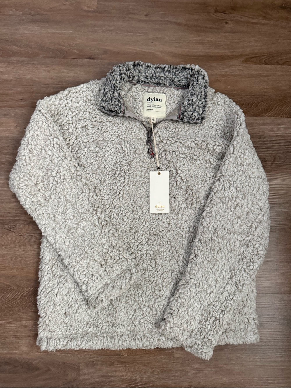 dylan Plush Sherpa Zip-Up Pullover - Light Gray